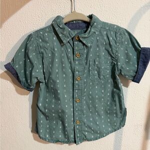 Ben Sherman Teal Kids Button Down Shirt with Pattern
